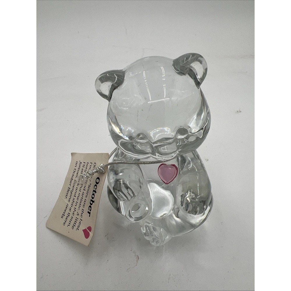 Fenton Glass October Birthstone Bear Figurine with Pink Heart